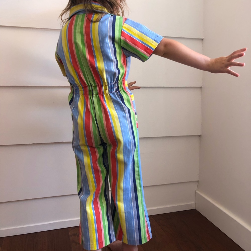 Vintage 1970s Healthtex Candy Stripe Jumpsuit 3T Vintage Health Tex Jumpsuit - Picture 4 of 7